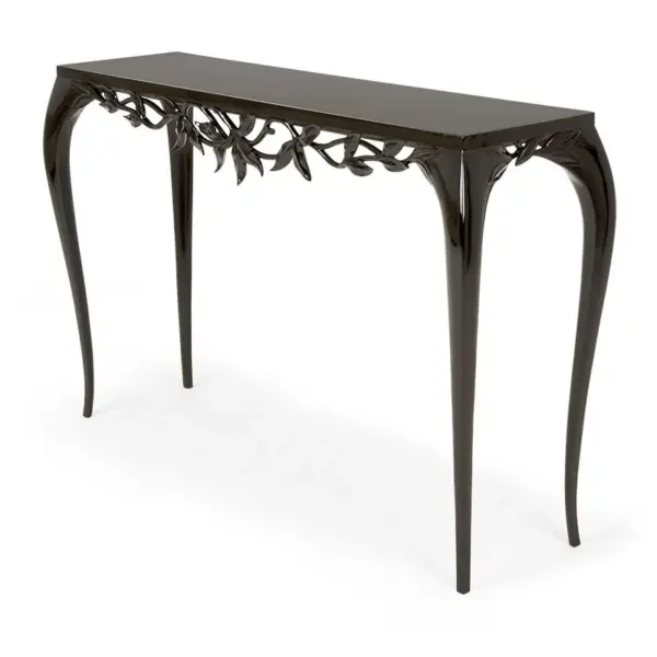 Dark-tone Openwork Slender Console Table