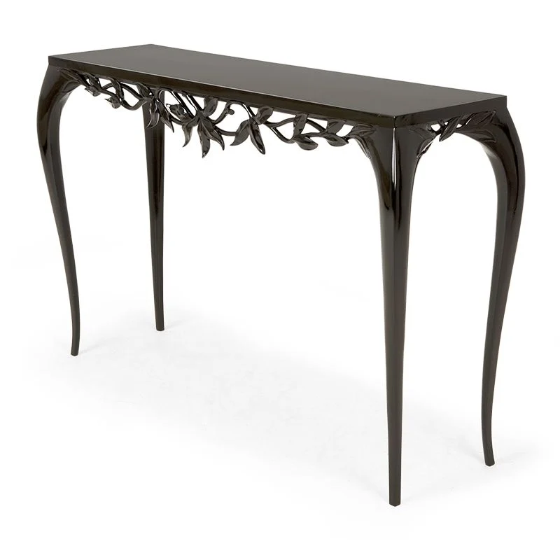 Dark-tone Openwork Slender Console Table
