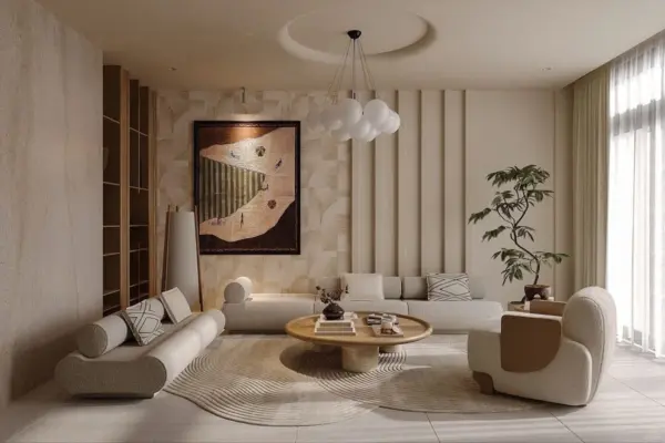 Ivory Modular Curved Living Room Seating