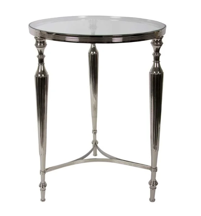 Silver-accent Round Turned-leg Side Table