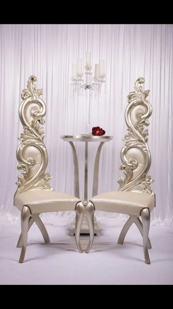 Gold-accent Scroll-detail Open-back Lounge Chair