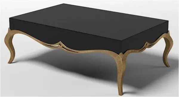 Black Square Gold-accent Coffee Table