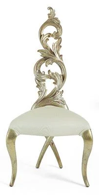 Gold-accent Scroll-detail High-back Lounge Chair