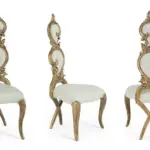 Gold-accent Scroll-detail High-back Lounge Chair