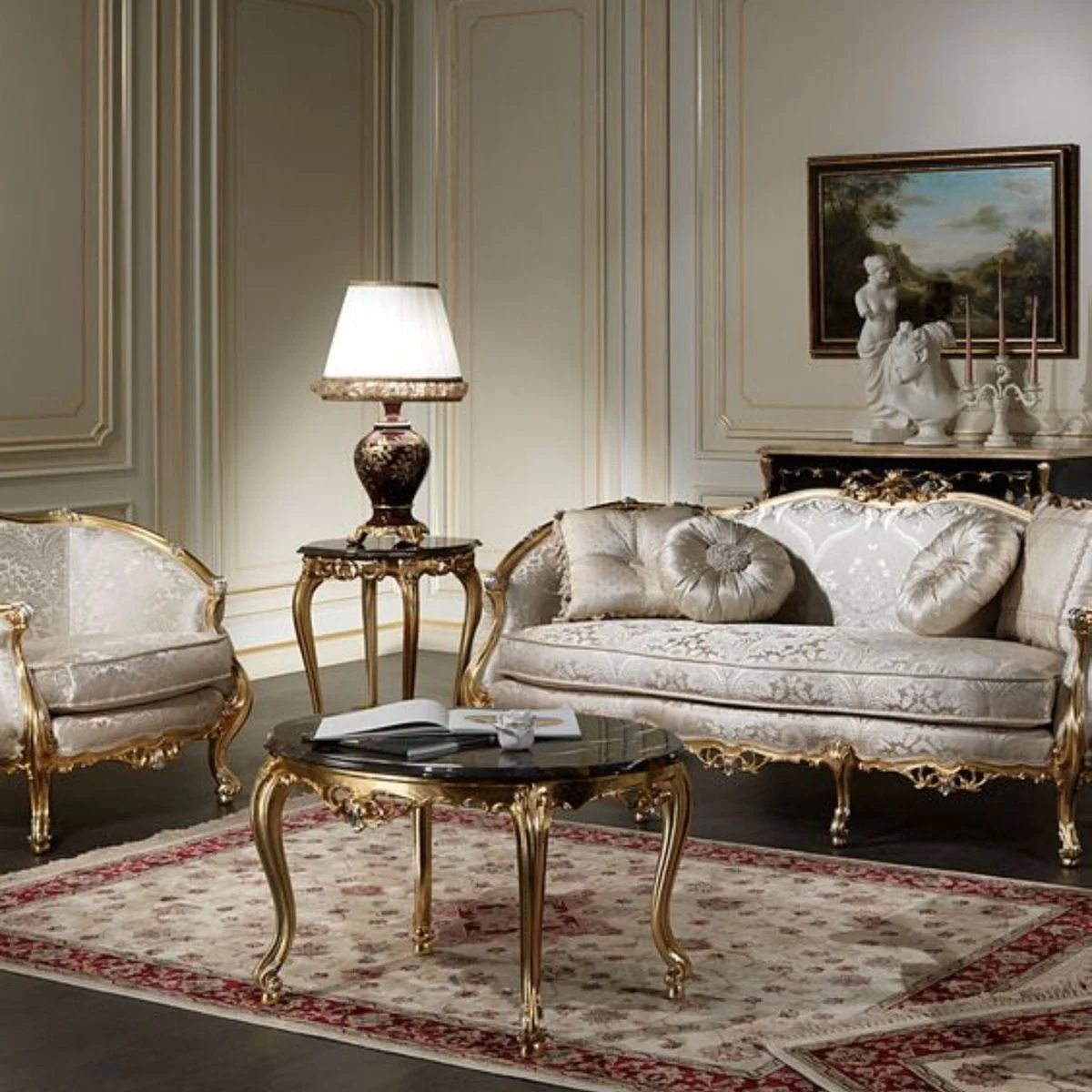 Ivory Carved Curved Living Room Seating