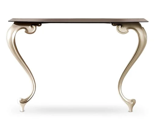 Gold-accent Curved Dark-tone Console Table