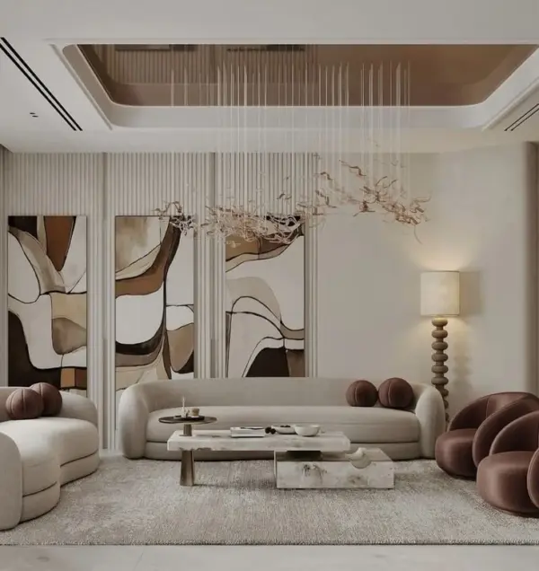 Ivory Straight-line Modular Living Room Seating