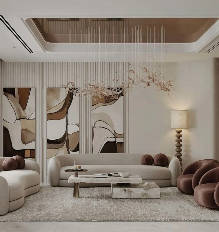 Ivory Straight-line Modular Living Room Seating
