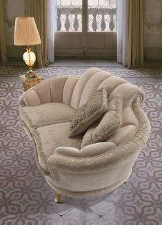 Ivory Shell-back Rounded Lounge Chair