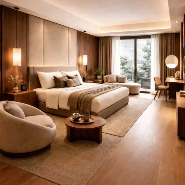 Brown Upholstered Low-profile Bed