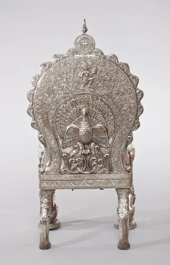 Silver-accent Ornate High-back Lounge Chair