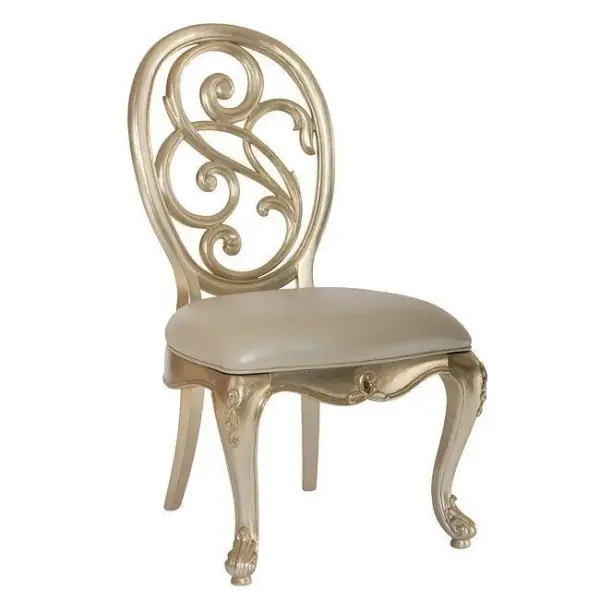 Gold-accent Scroll-detail Oval Dining Chair