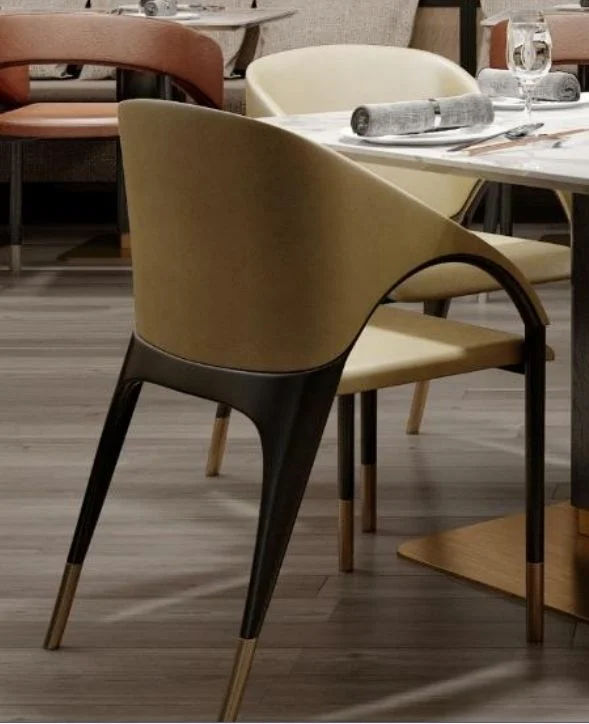 Brown Curved Open-back Dining Chair