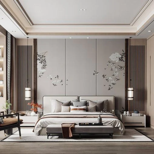 Ivory Framed Low-profile Bed
