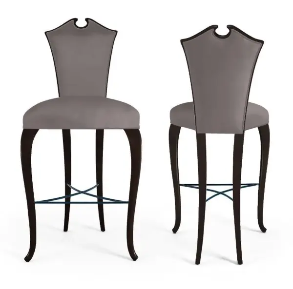Grey Shield-back High-seat Stool