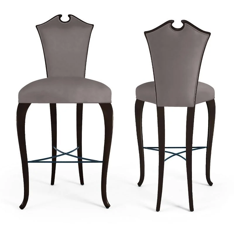 Grey Shield-back High-seat Stool
