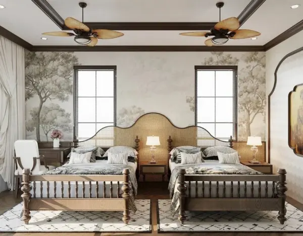 Brown Slatted Arched Bed