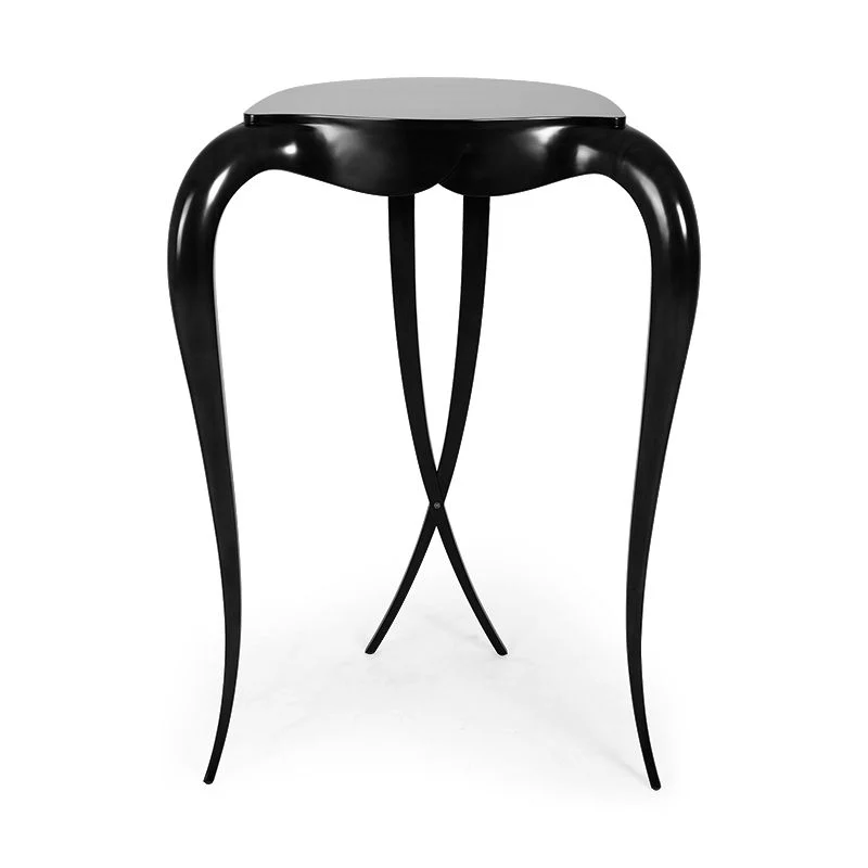 Black Round Crossed-leg Side Table