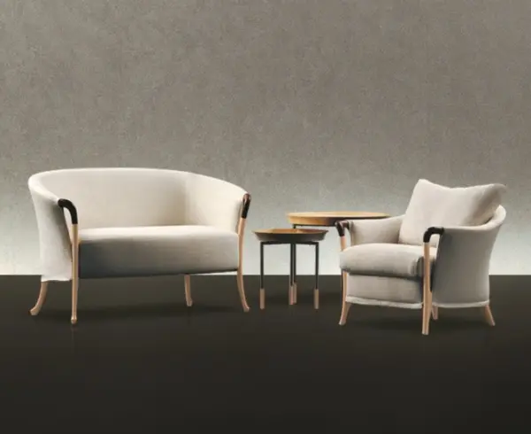 Ivory Rounded Framed Living Room Seating