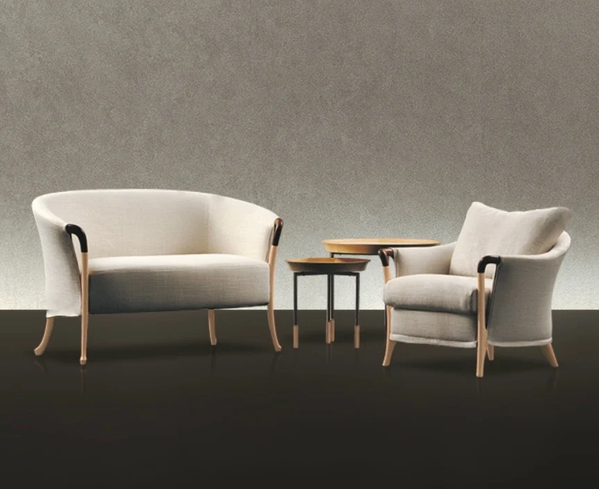 Ivory Rounded Framed Living Room Seating