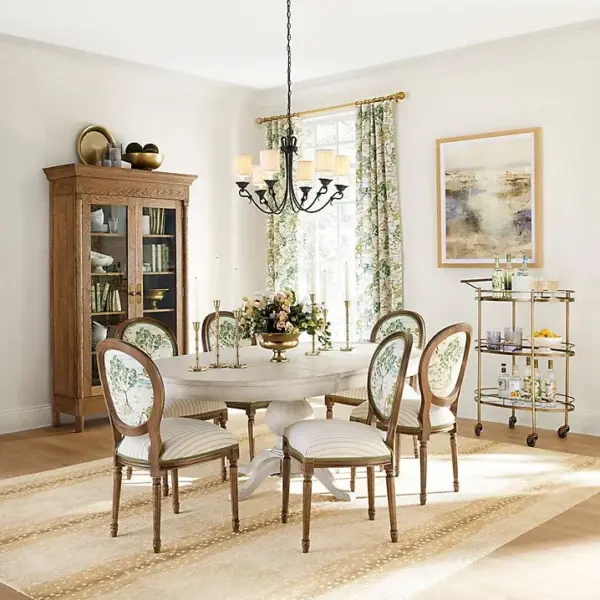 Ivory Oval Dining Table with Framed Details