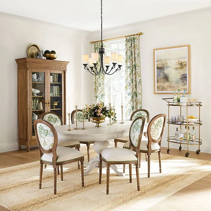 Ivory Oval Dining Table with Framed Details