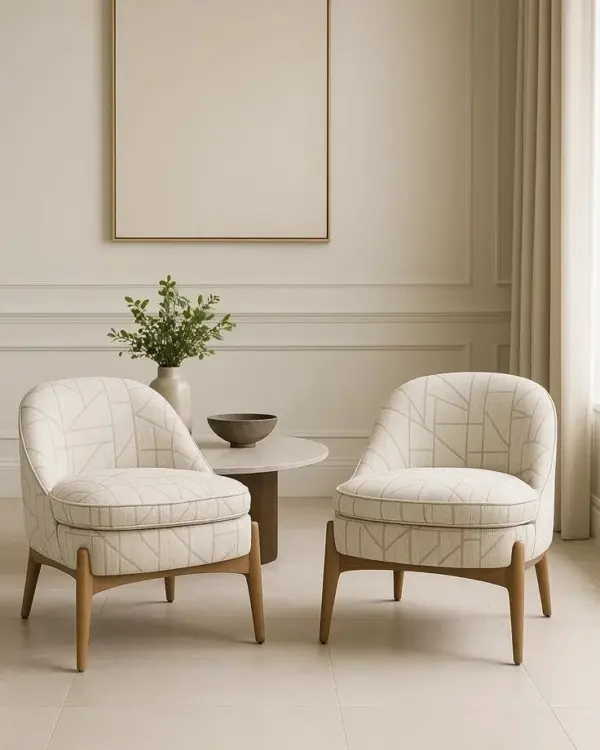 Ivory Channelled Rounded Lounge Chair