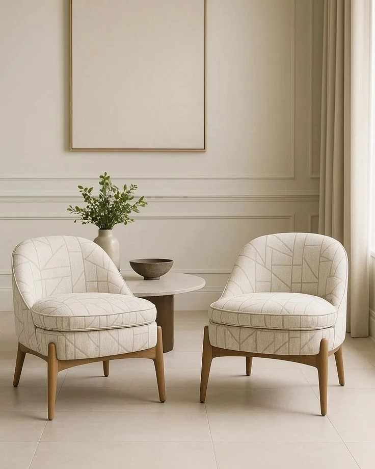 Ivory Channelled Rounded Lounge Chair