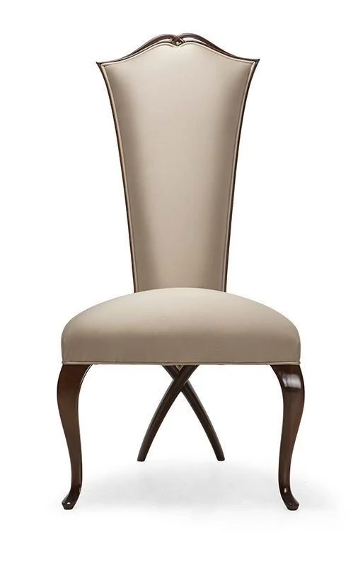 Beige Shield-back Crossed-leg Dining Chair