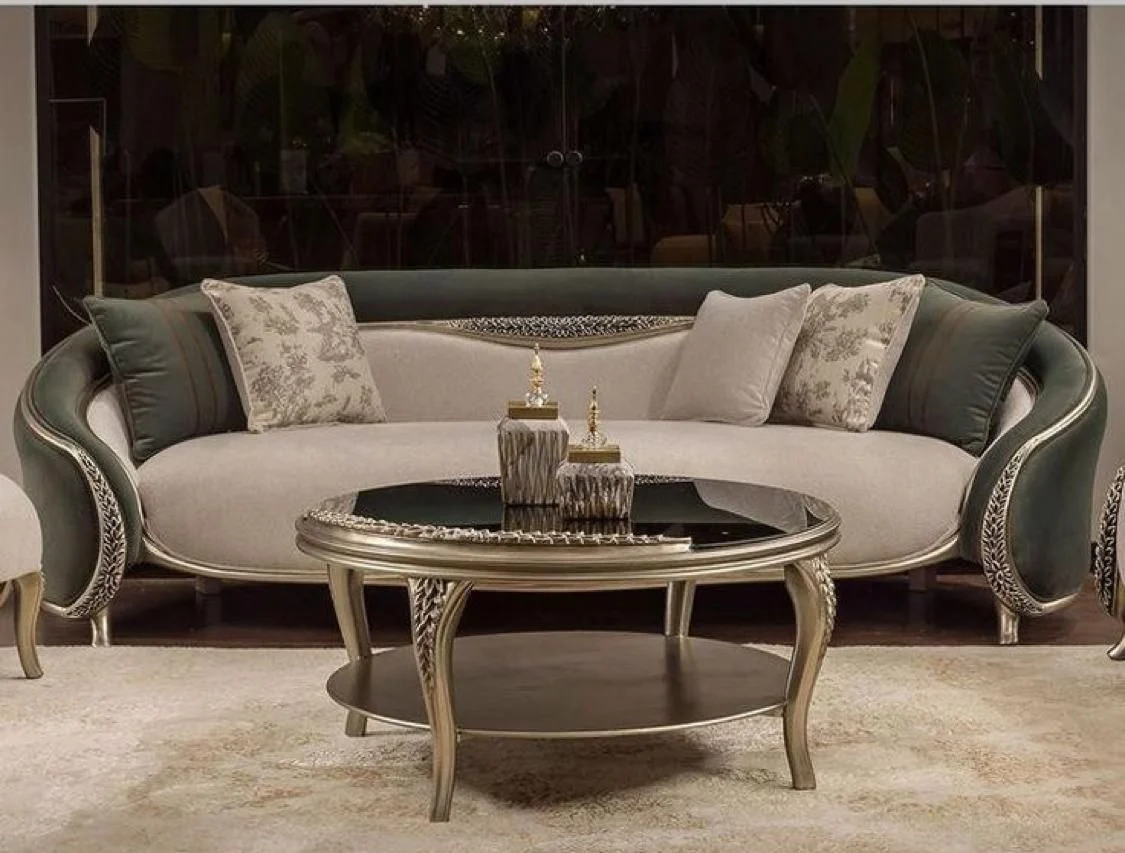 Green Curved Ivory Living Room Seating