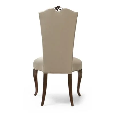 Beige Crown-back Dark-tone Dining Chair