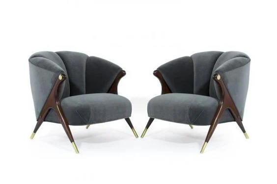 Blue Angled Framed Lounge Chair