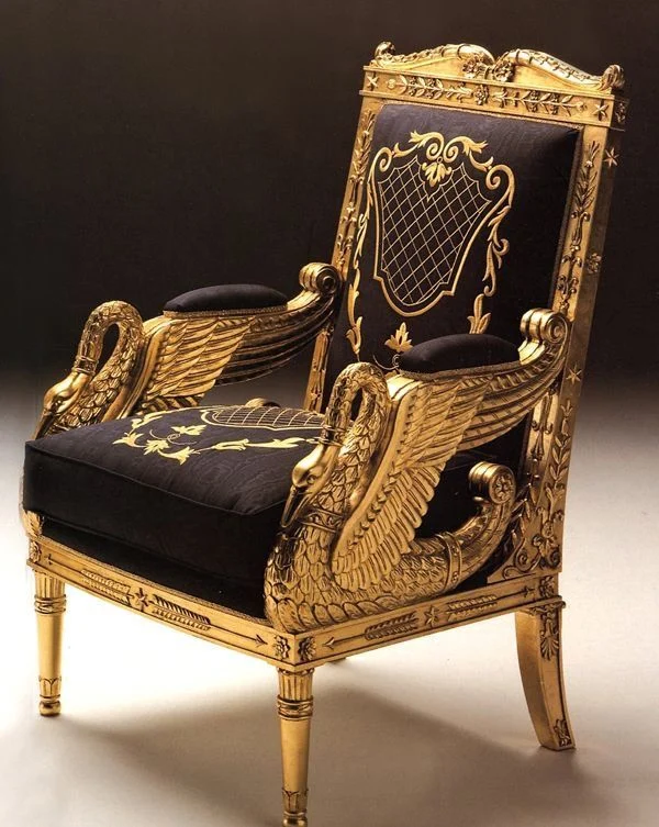 Black Gold-accent Ornate Lounge Chair