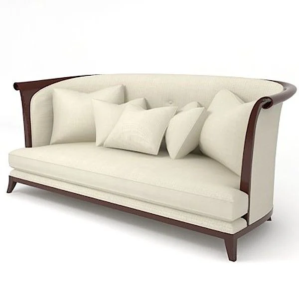 Ivory Scroll-arm Dark-tone Sofa