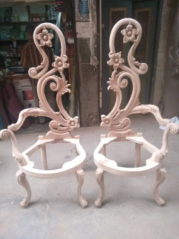 Blush Scroll-detail Open-back Dining Chair