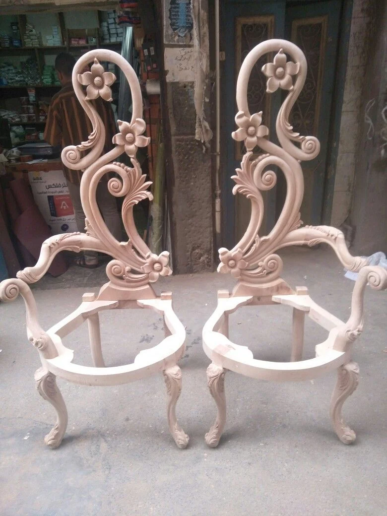 Blush Scroll-detail Open-back Dining Chair