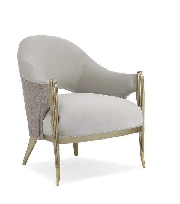 Grey Angled Gold-accent Lounge Chair