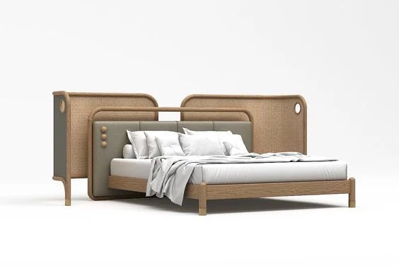 Brown Framed Rectangular Bed
