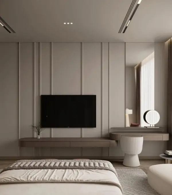 Grey Floating-style Linear TV Cabinet