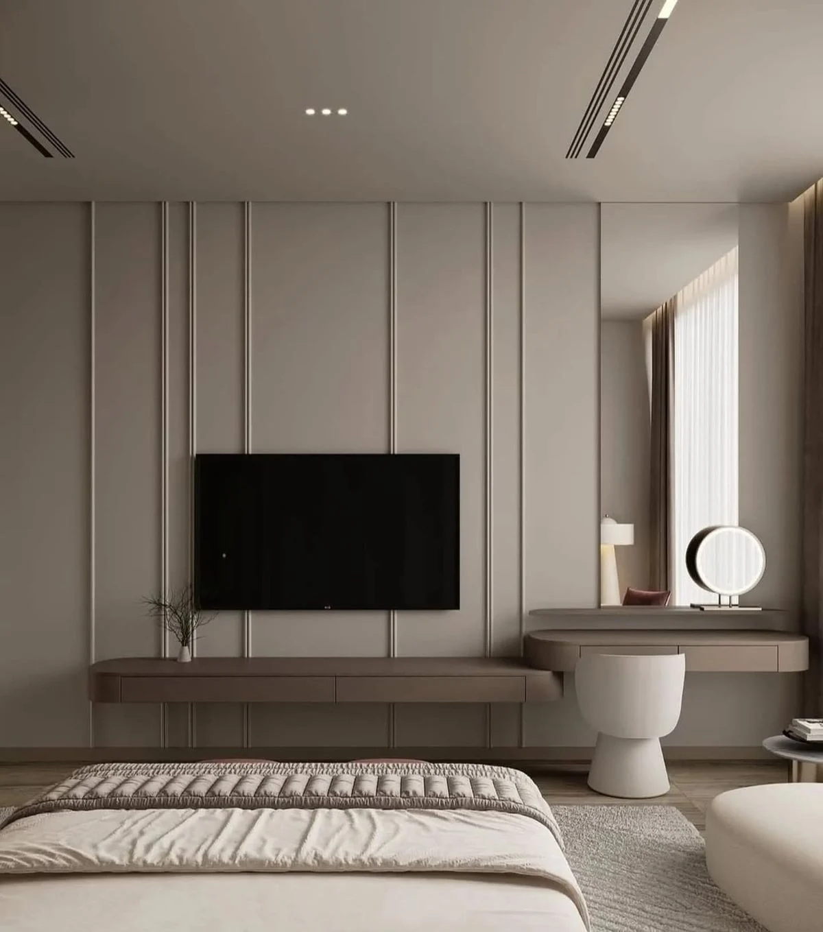 Grey Floating-style Linear TV Cabinet