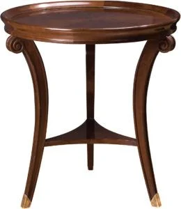 Brown Round Scroll-detail Side Table