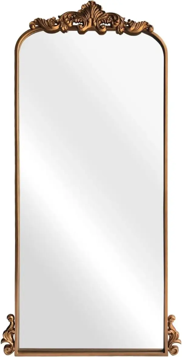 Gold-accent Carved Tall Mirror