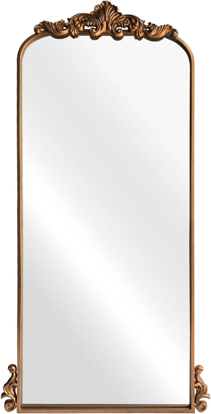 Gold-accent Carved Tall Mirror
