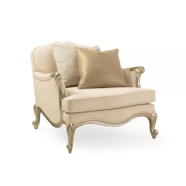 Ivory Curved Cushioned Lounge Chair
