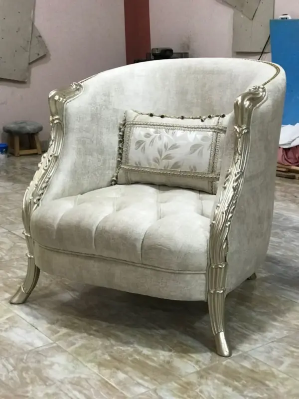 Grey Button-tufted Rounded Lounge Chair