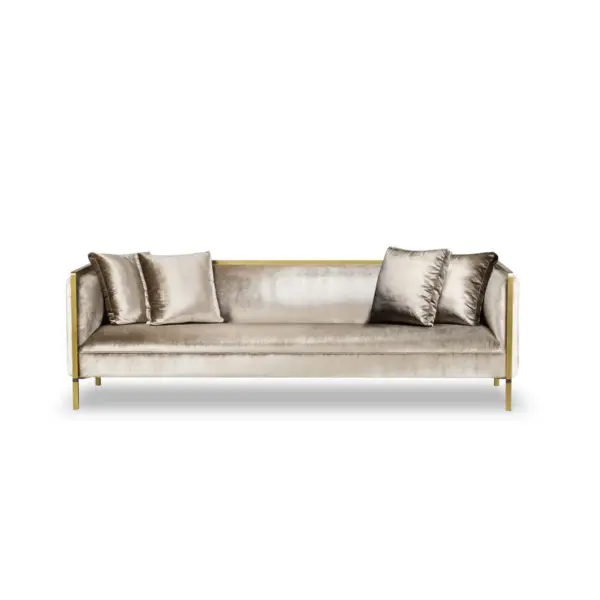 Ivory Gold-accent Slender Sofa