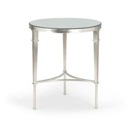 Silver-accent Round Slender Side Table