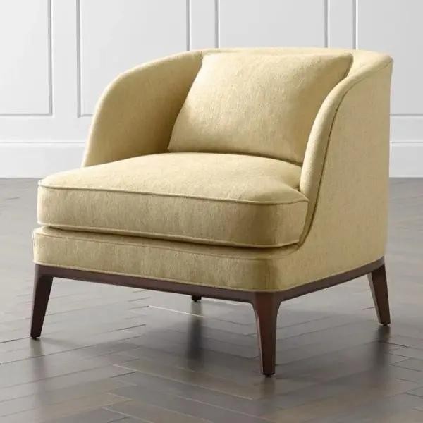 Beige Curved Tapered-leg Lounge Chair