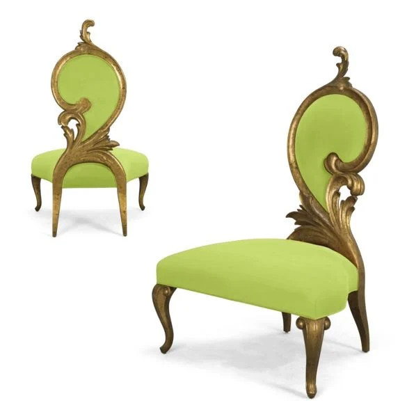 Green Scroll-detail Oval Dining Chair