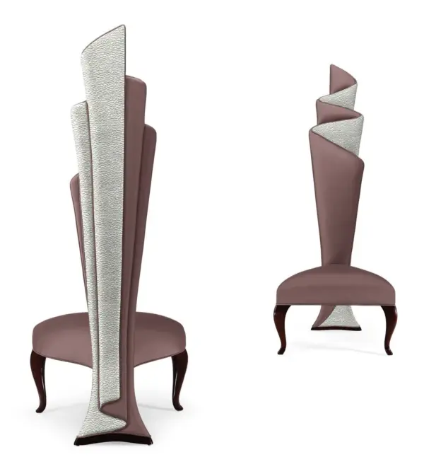 Blush Geometric High-back Dining Chair